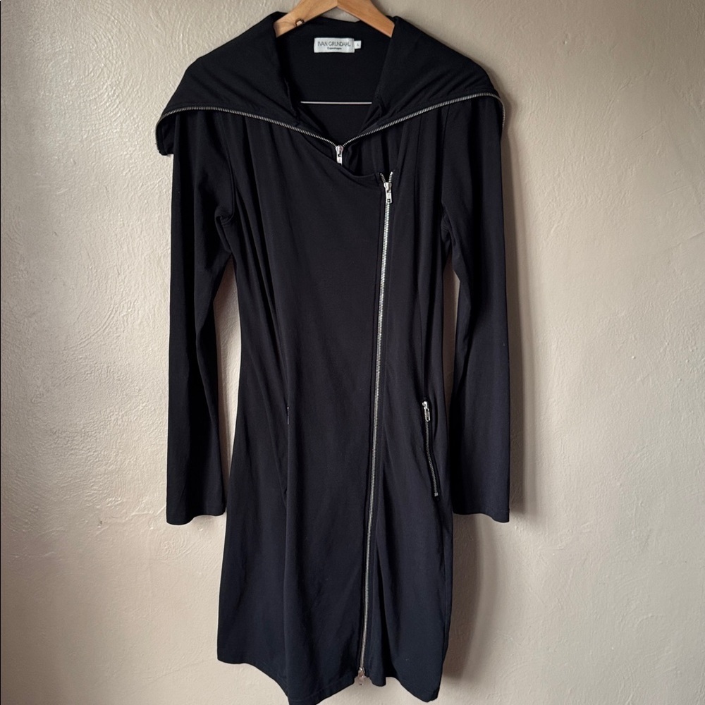 Ivan Grundahl Black Long Sleeve Layered Zipper Dress Size Large